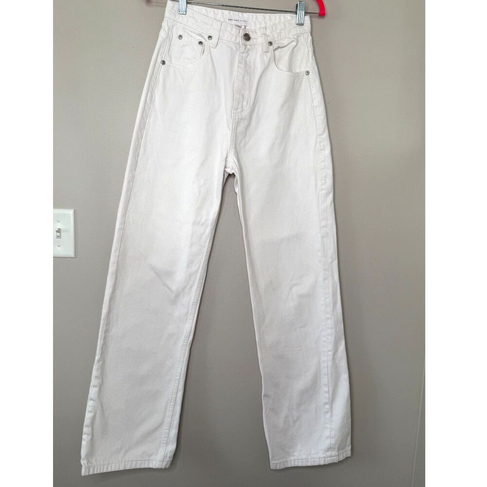 Grey Lab Los Angeles White Jeans Size 27 High Rise Straight Wide Leg Denim - Picture 2 of 6